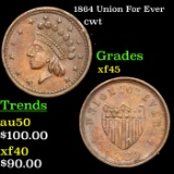 1864 Union For Ever Civil War Token 1c Grades xf+