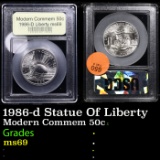 1986-d Statue Of Liberty Modern Commem Half Dollar 50c Graded ms69 BY USCG