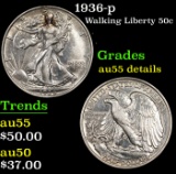 1936-p Walking Liberty Half Dollar 50c Grades AU Details