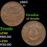 1865 Two Cent Piece 2c Grades xf details