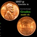 1957-p Lincoln Cent 1c Grades GEM Unc RB