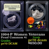 Proof 1994-P Women Veterans Modern Commem Dollar $1 Graded GEM++ Proof Deep Cameo BY USCG