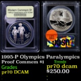 Proof 1995-P Olympics Paralympics Modern Commem Dollar $1 Graded GEM++ Proof Deep Cameo BY USCG