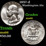 1957-d Washington Quarter 25c Grades GEM+ Unc