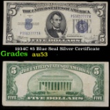 1934C $5 Blue Seal Silver Certificate Grades Select AU