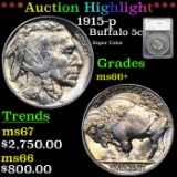 ***Auction Highlight*** 1915-p Buffalo Nickel 5c Graded ms66+ By SEGS (fc)