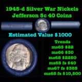 Jefferson War Nickel Shotgun Roll in Old Bank Style  Wrapper 1945-d