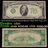 1934 $10 Green Seal Federal Reserve Note (New York, NY) Grades vf+