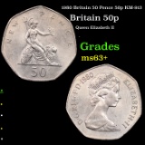 1980 Britain 50 Pence 50p KM-913 Grades Select+ Unc