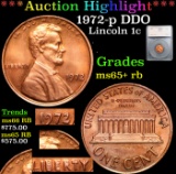 ***Auction Highlight*** 1972-p DDO Lincoln Cent 1c Graded ms65+ rb By SEGS (fc)