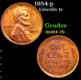 1954-p Lincoln Cent 1c Grades Choice Unc RB