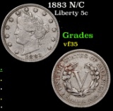 1883 N/C Liberty Nickel 5c Grades vf++