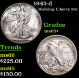 1945-d Walking Liberty Half Dollar 50c Grades GEM+ Unc