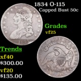 1834 Capped Bust Half Dollar O-115 50c Grades vf+