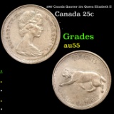 1967 Canada Quarter 25c Queen Elizabeth II Grades Choice AU