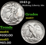 1943-p Walking Liberty Half Dollar 50c Grades Select+ Unc