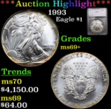 ***Auction Highlight*** 1993 Silver Eagle Dollar $1 Graded ms69+ By SEGS (fc)
