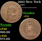 1863 New York Civil War Token 1c Grades vf++