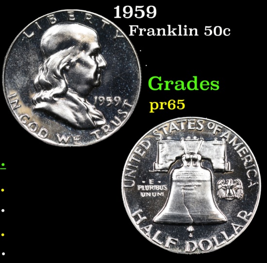 Proof 1959 Franklin Half Dollar 50c Grades GEM Proof