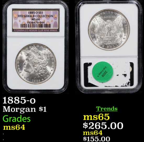 NGC 1885-o Morgan Dollar $1 Graded ms64 By NGC