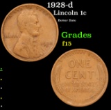 1928-d Lincoln Cent 1c Grades f+