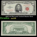 1963 $5 Red seal United States Note Grades Choice AU/BU Slider