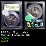 1992-p Olympics Modern Commem Half Dollar 50c Graded Gem+++++ Unc BY USCG