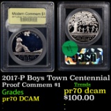 Proof 2017-P Boys Town Centennial Modern Commem Dollar $1 Graded GEM++ Proof Deep Cameo BY USCG