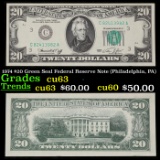 1974 $20 Green Seal Federal Reserve Note (Philadelphia, PA) Grades Select CU