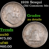 1926 Sesqui Old Commem Half Dollar 50c Grades AU Details