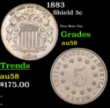 1883 Shield Nickel 5c Grades Choice AU/BU Slider