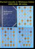 Partial Lincoln 1c Whitman folder #1, 1909-1940, 40 coins. Grades