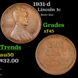 1931-d Lincoln Cent 1c Grades xf+