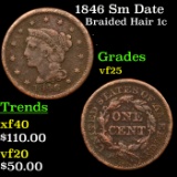 1846 Sm Date Braided Hair Large Cent 1c Grades vf+