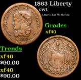 1863 Liberty Civil War Token 1c Grades xf