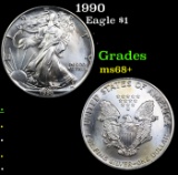 1990 Silver Eagle Dollar $1 Grades Gem++ Unc