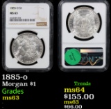 NGC 1885-o Morgan Dollar $1 Graded ms63 By NGC
