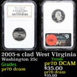 Proof NGC 2005-s clad West Virginia Washington Quarter 25c Graded pr70 dcam By NGC