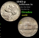 1945-p Jefferson Nickel 5c Grades Choice AU/BU Slider