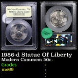 1986-d Statue Of Liberty Modern Commem Half Dollar 50c Graded ms69 BY USCG