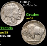 1916-p Buffalo Nickel 5c Grades Choice AU