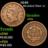 1848 Braided Hair Large Cent 1c Grades vf++