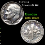 Proof 1969-s Roosevelt Dime 10c Grades GEM++ Proof Deep Cameo