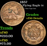 1857 Flying Eagle Cent 1c Grades VF Details