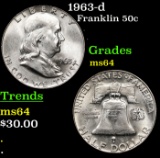 1963-d Franklin Half Dollar 50c Grades Choice Unc