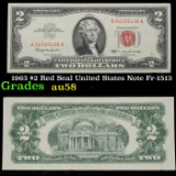 1963 $2 Red Seal United States Note Fr-1513 Grades Choice AU/BU Slider