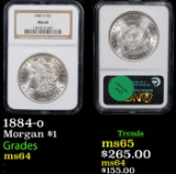 NGC 1884-o Morgan Dollar $1 Graded ms64 By NGC