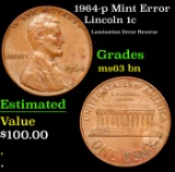 1964-p Lincoln Cent Mint Error 1c Grades Select Unc BN