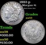 1892-p Morgan Dollar $1 Grades Select AU