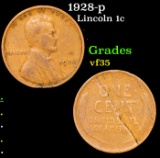 1928-p Lincoln Cent 1c Grades vf++